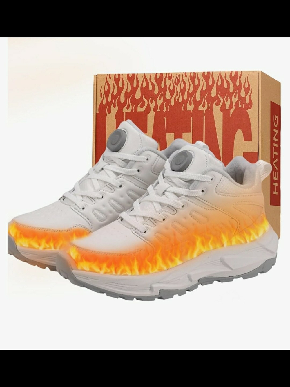 Heated Sneakers for Women Men - Rechargeable White High-Top Athletic Sneakers